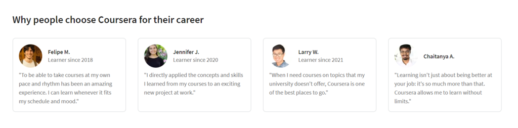 Coursera Testimonials