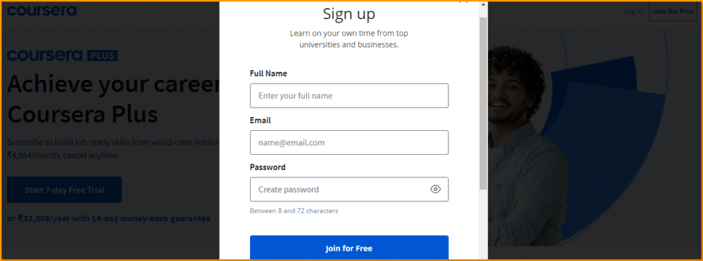 Coursera Plus Sign Up Page